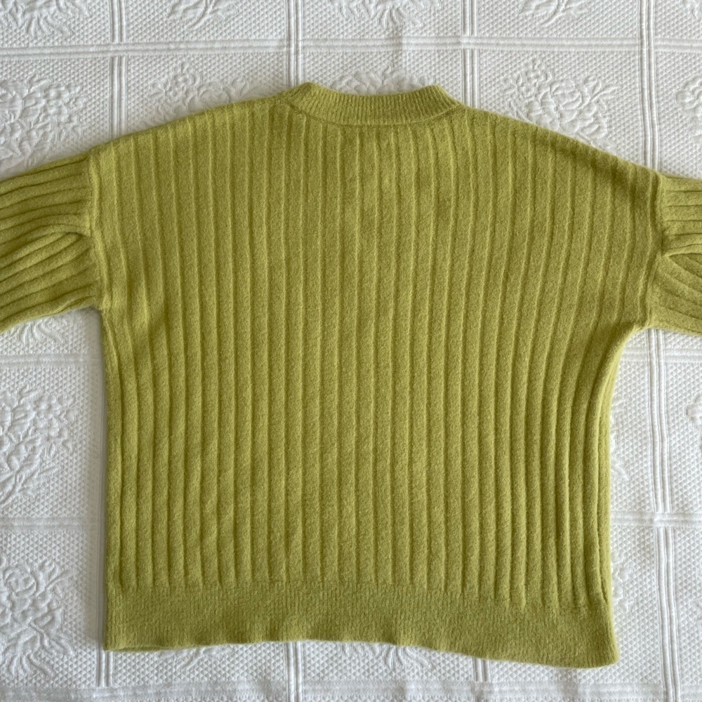 Aerie Buttercream Oversized Ribbed Crew Neck Sweater Lime Green XS - Picture 8 of 13